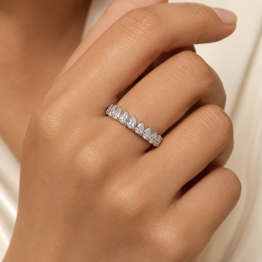 AURELÉA Pear Diamond Eternity Ring – Noor-e-Taj Full Eternity Band