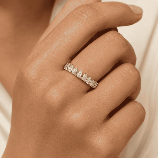 AURELÉA Pear Diamond Eternity Ring – Noor-e-Taj Full Eternity Band
