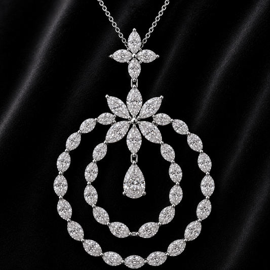 Celestia Double Halo Floral Diamond Pendant