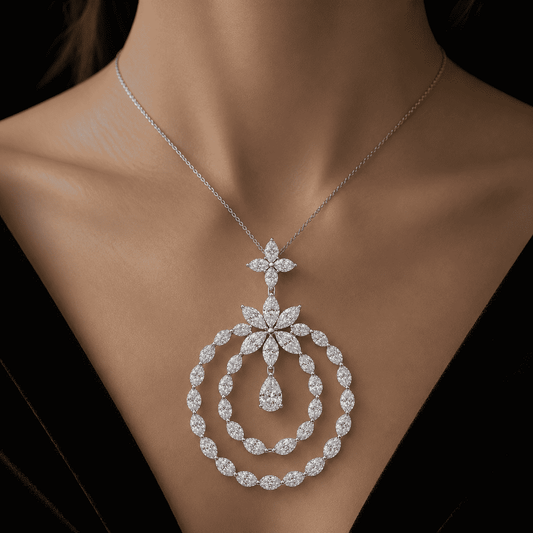 Celestia Double Halo Floral Diamond Pendant