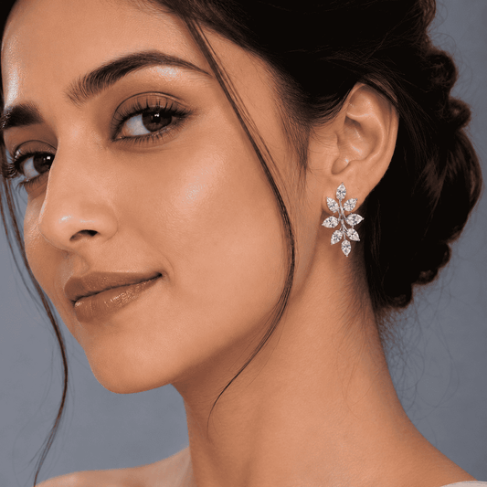 LUMIÈRE Pear Diamond Leaf Earrings