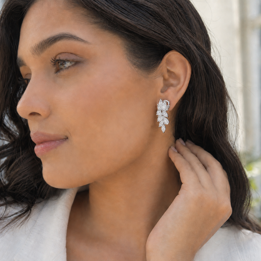 Lumière Floral Diamond Drop Earrings
