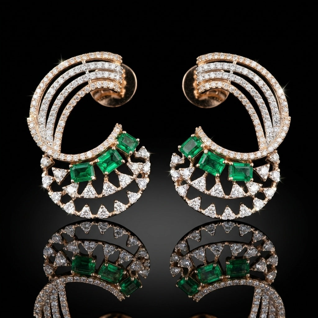 Lumina Emerald Arc Earrings
