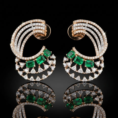 Lumina Emerald Arc Earrings