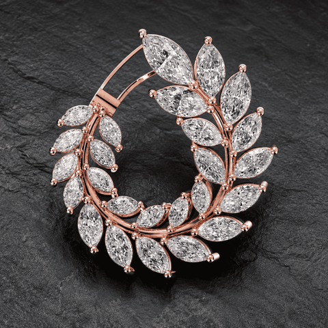 Marquise Diamond Leaf Hoop Earrings