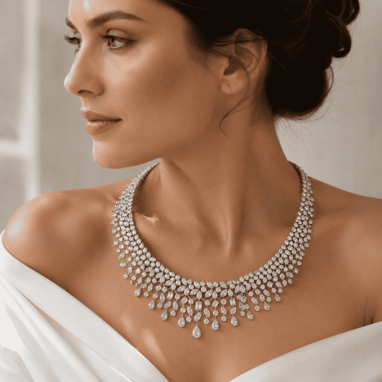 SHAAHI Crownfall Diamond Necklace