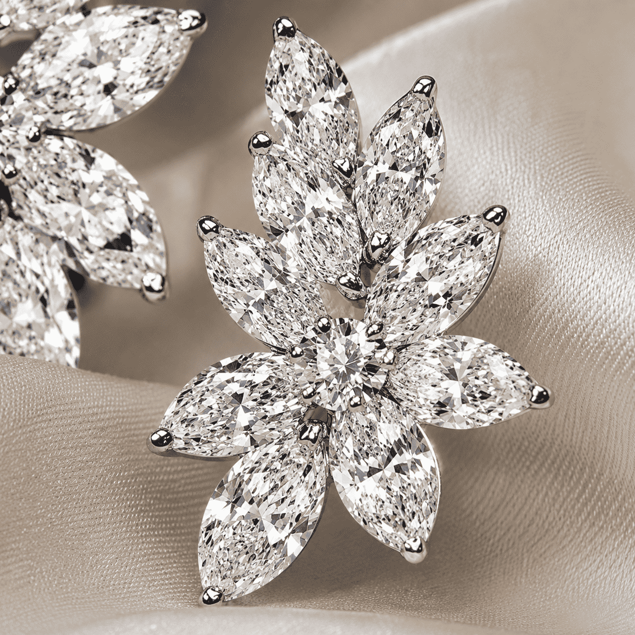 Florette Natural Diamond Floral Stud Earrings