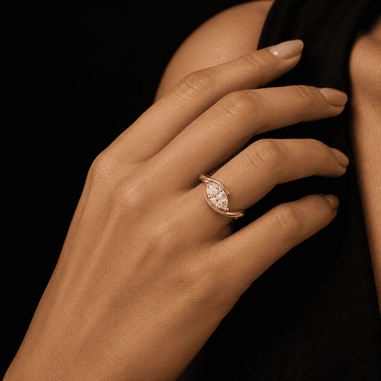 SÉMENCE Ring – Marquise Diamond Bypass Ring in Yellow Gold