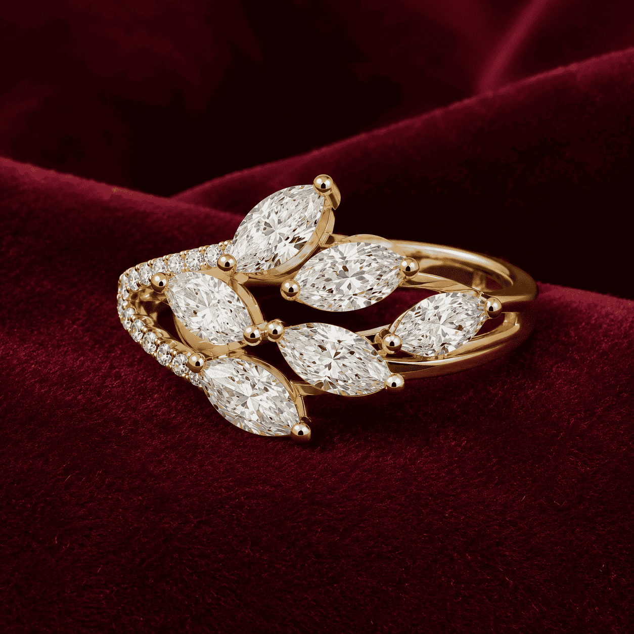 Wildvine Ring – Marquise Diamond Botanical Ring