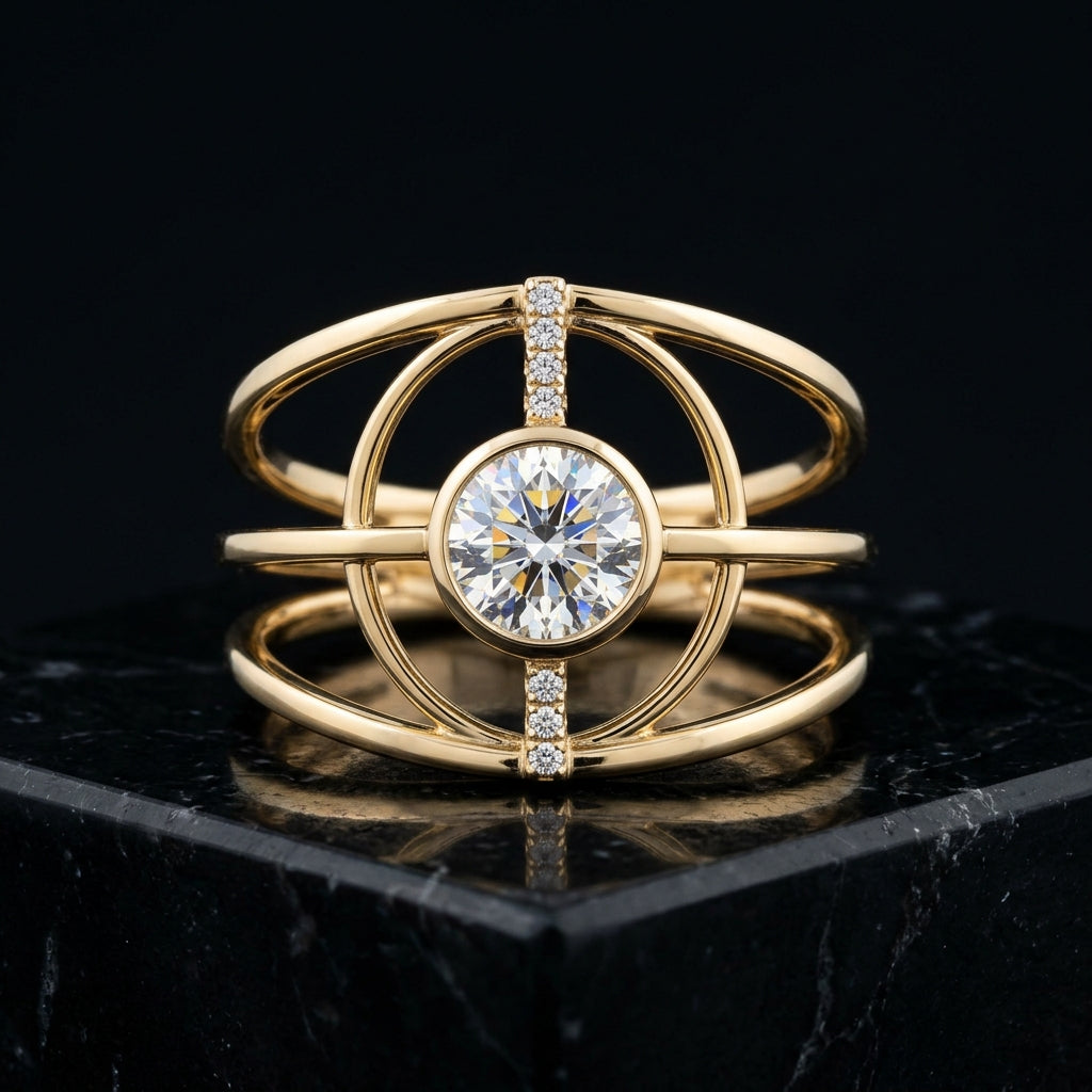 The Astral Orbit Interlocking Diamond Ring