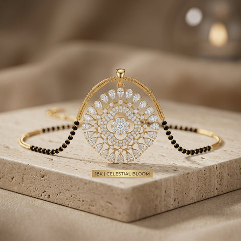 The Celestial Bloom Diamond Pendant & Mangalsutra