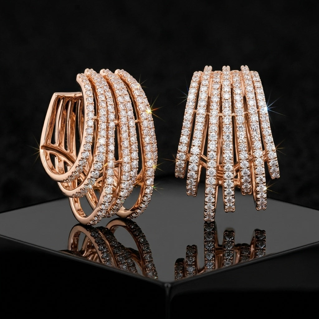 The Celestial Wave Diamond Half-Hoops