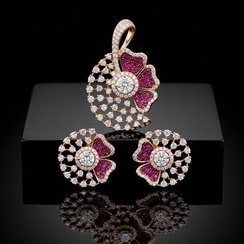 The Crimson Bloom Diamond Pendant