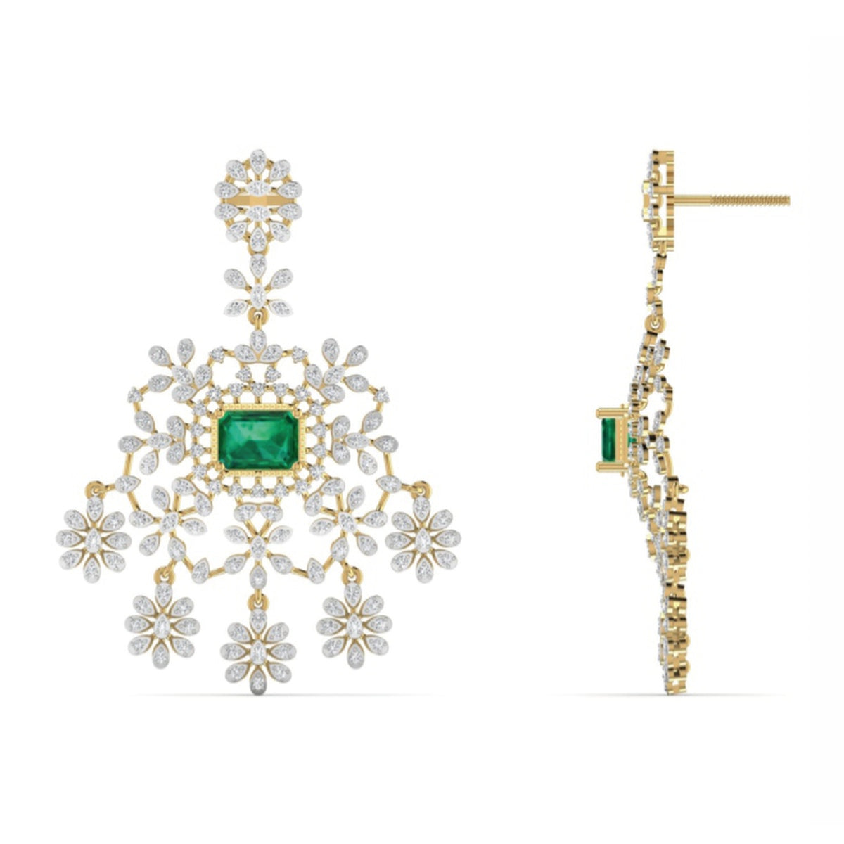 The Flourish Emerald & Diamond Chandelier Earrings