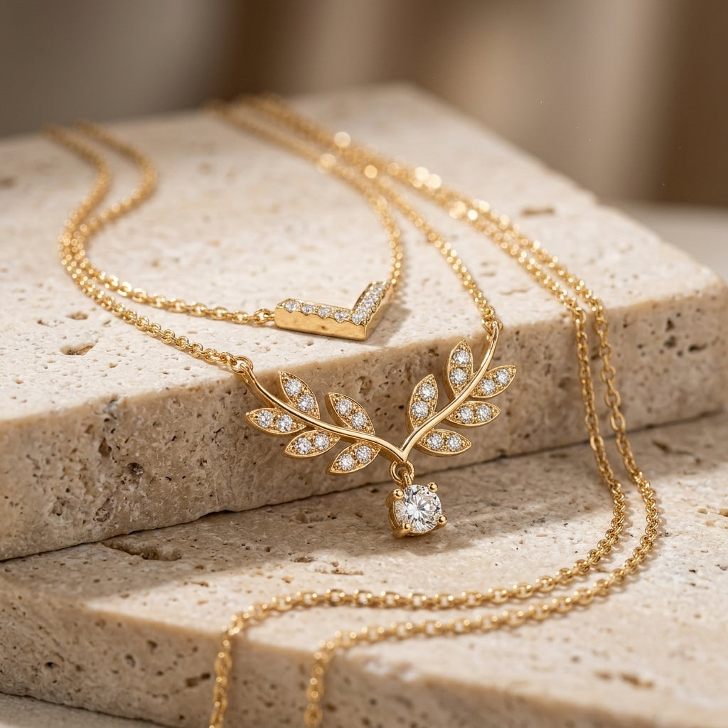 The Laurel Chevron Layered Pendant