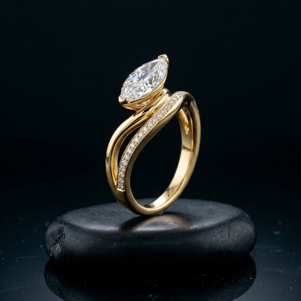 The Liquid Aurelia Wave Diamond Ring