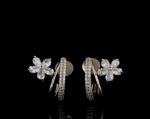 The Petal & Ribbon Diamond Huggie Earrings