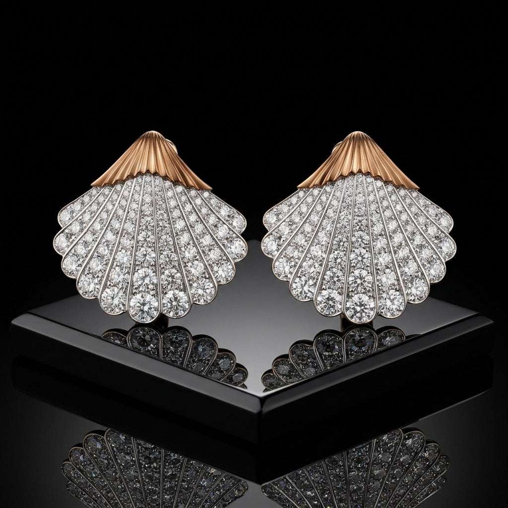 The Sirena Pavé Scallop Earrings