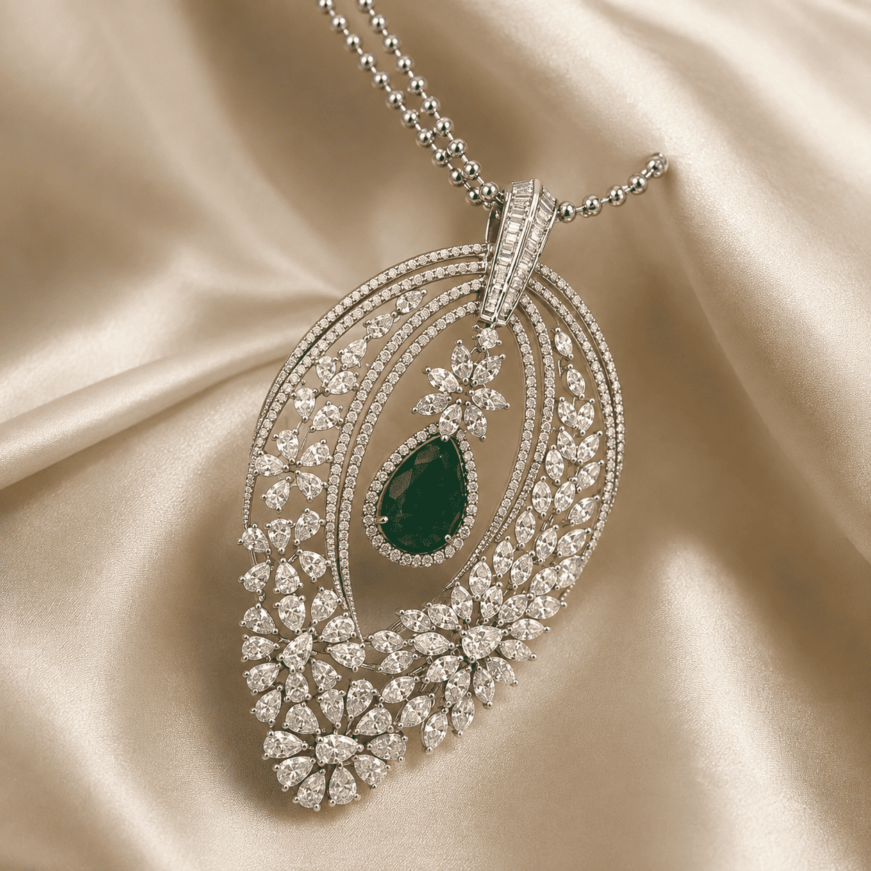 The Imperial Emerald & Diamond Floral Cascade Pendant