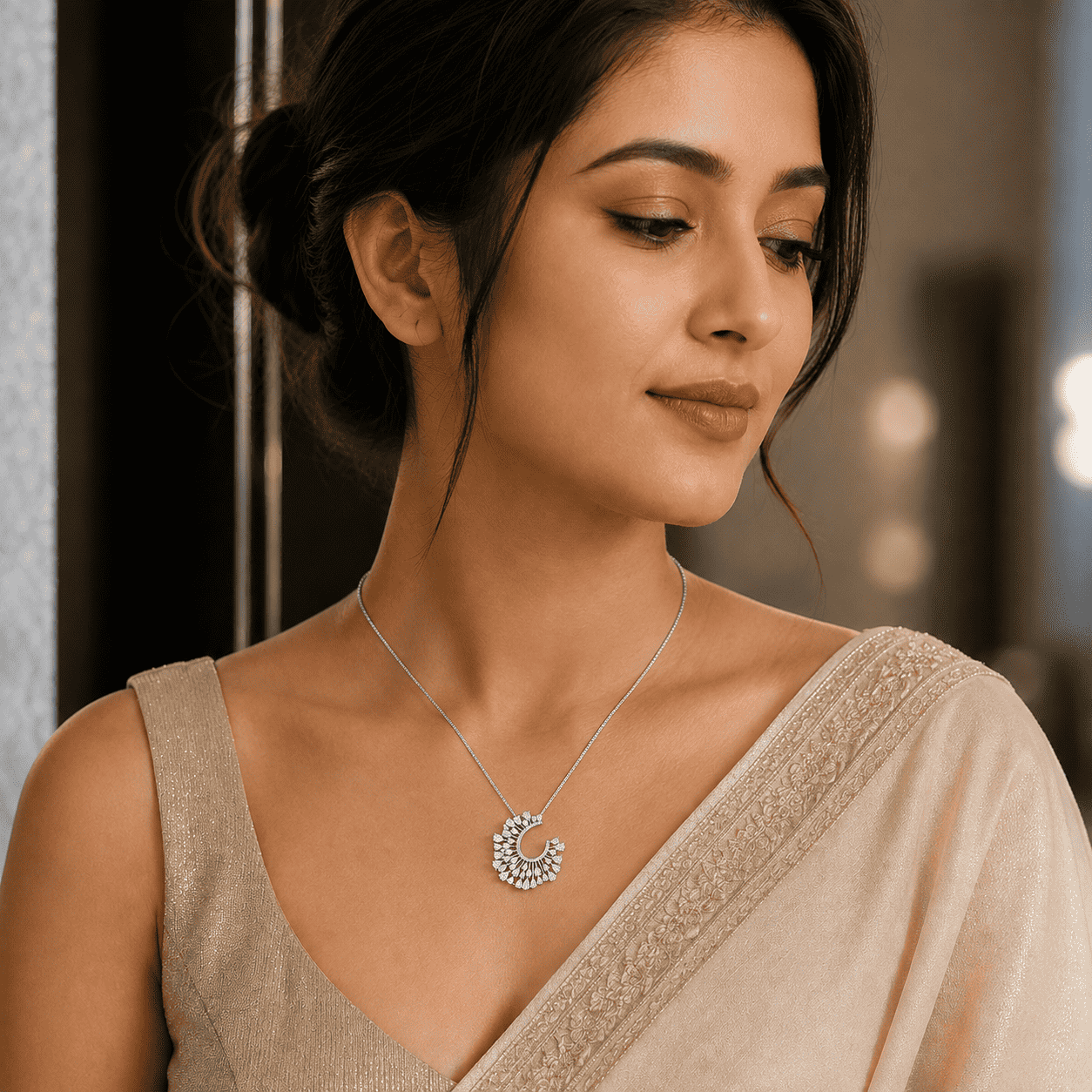 The Celestial Sunburst Diamond Earring & Pendant Set