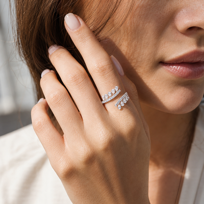 Serenelle Natural Diamond Open-Wrap Ring