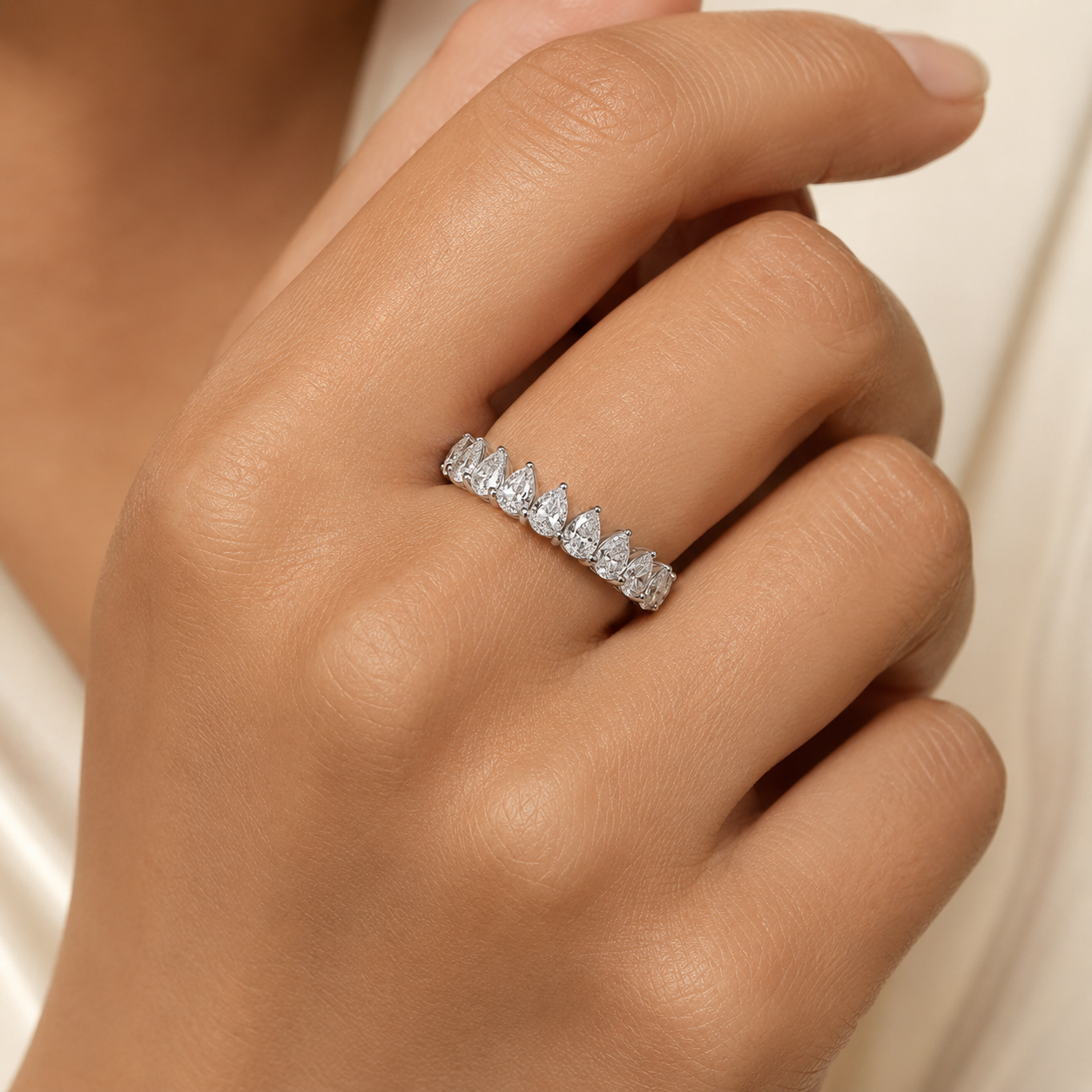 AURELÉA Pear Diamond Eternity Ring – Noor-e-Taj Full Eternity Band