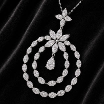 Celestia Double Halo Floral Diamond Pendant