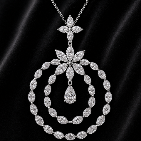 Celestia Double Halo Floral Diamond Pendant
