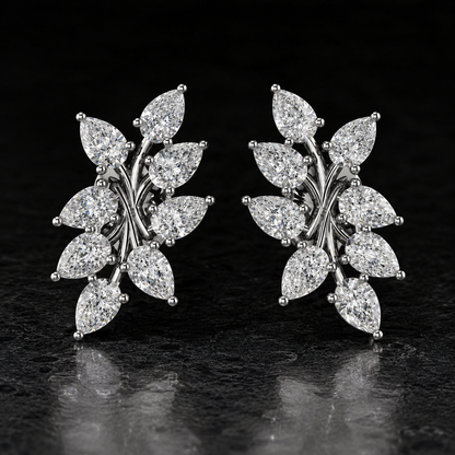 LUMIÈRE Pear Diamond Leaf Earrings