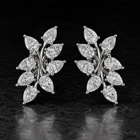 LUMIÈRE Pear Diamond Leaf Earrings