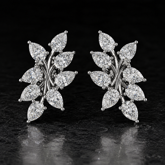 LUMIÈRE Pear Diamond Leaf Earrings