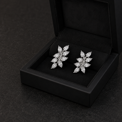 LUMIÈRE Pear Diamond Leaf Earrings