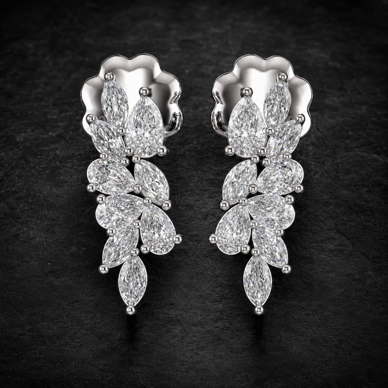 Lumière Floral Diamond Drop Earrings