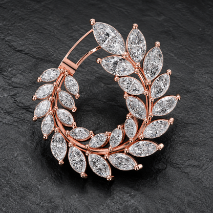 Marquise Diamond Leaf Hoop Earrings