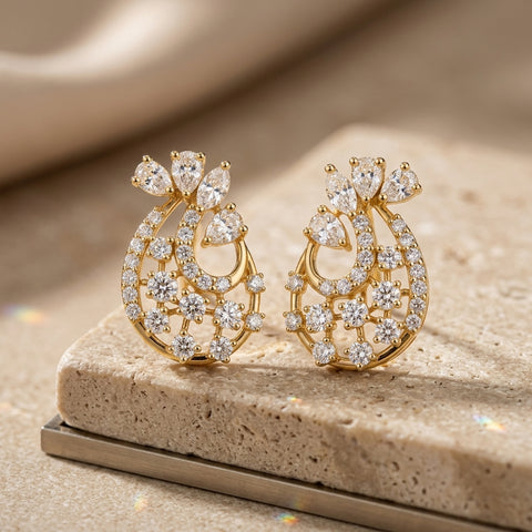 "Mayura Grace" Paisley & Peacock Ear Studs