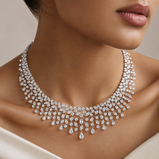 SHAAHI Crownfall Diamond Necklace
