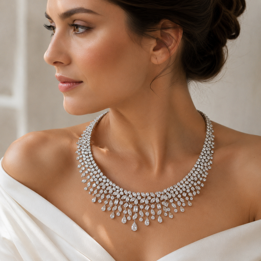 SHAAHI Crownfall Diamond Necklace