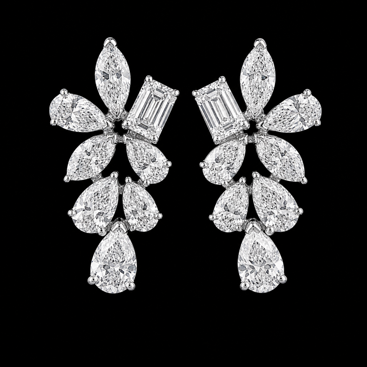 Shaahi Zehra Natural Diamond Floral Drop Earrings