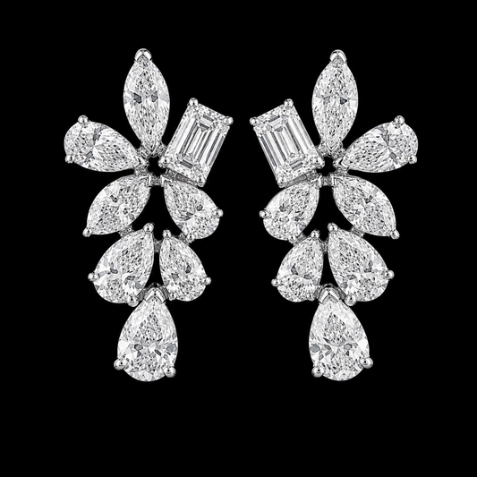 Shaahi Zehra Natural Diamond Floral Drop Earrings