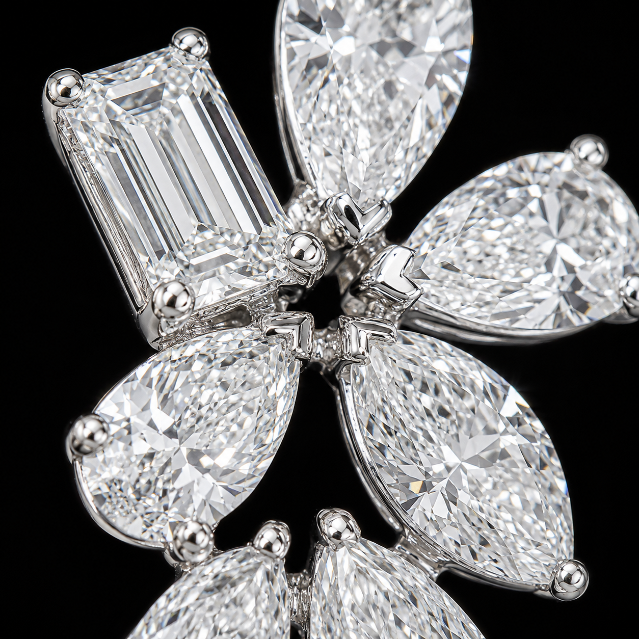 Shaahi Zehra Natural Diamond Floral Drop Earrings