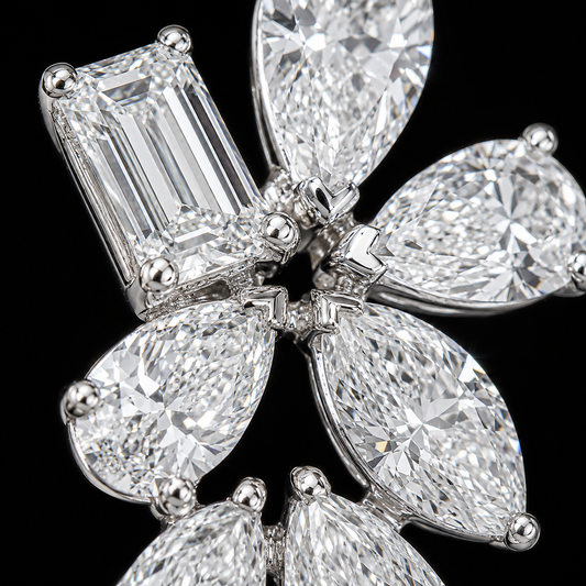 Shaahi Zehra Natural Diamond Floral Drop Earrings