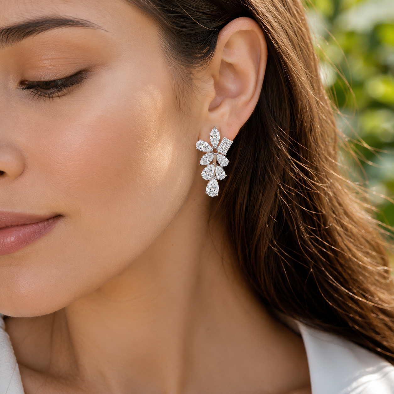 Shaahi Zehra Natural Diamond Floral Drop Earrings