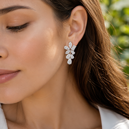 Shaahi Zehra Natural Diamond Floral Drop Earrings