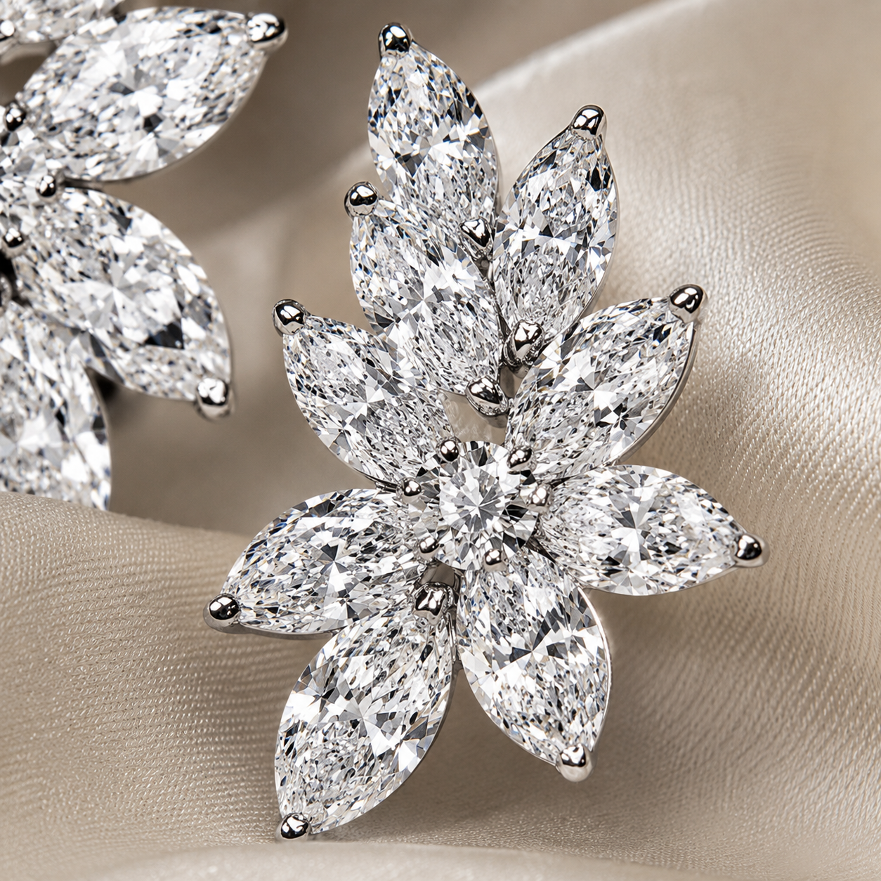 Florette Natural Diamond Floral Stud Earrings