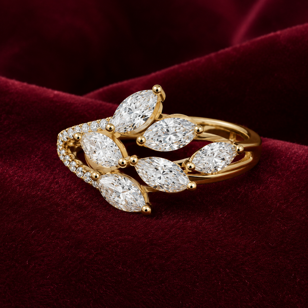 Wildvine Ring – Marquise Diamond Botanical Ring