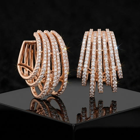 The Celestial Wave Diamond Half-Hoops