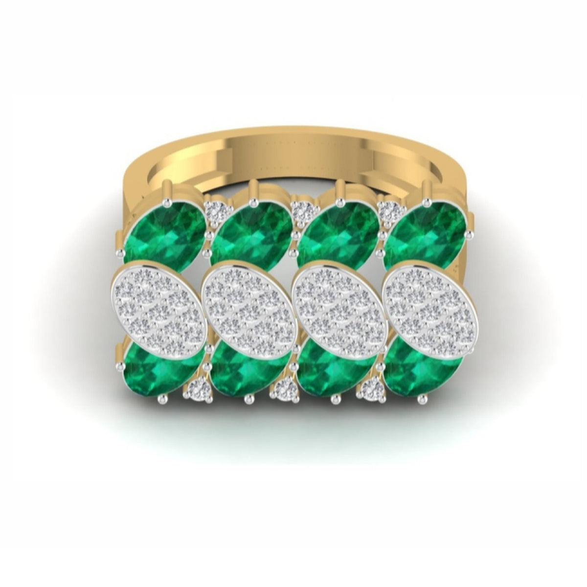 The Crest Emerald & Diamond Cocktail Ring