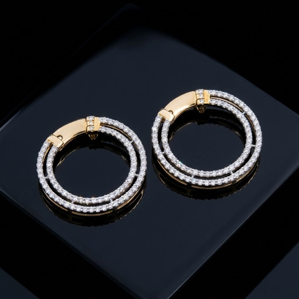 The Double Halo Eclipse Earrings