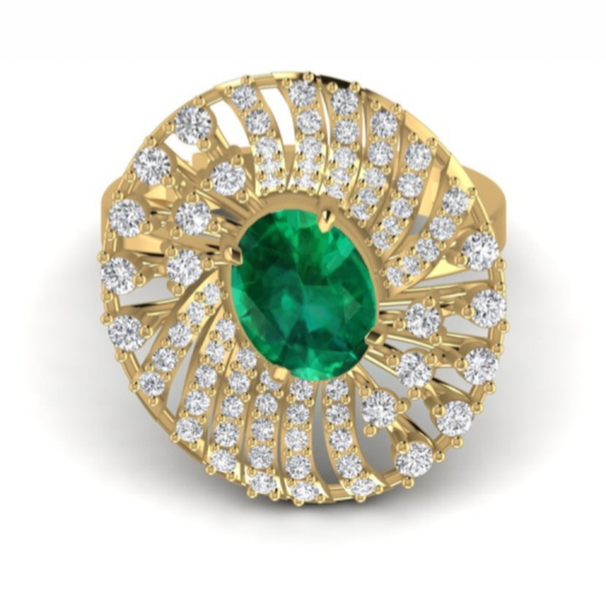 The Elegance Emerald & Diamond Cocktail Ring