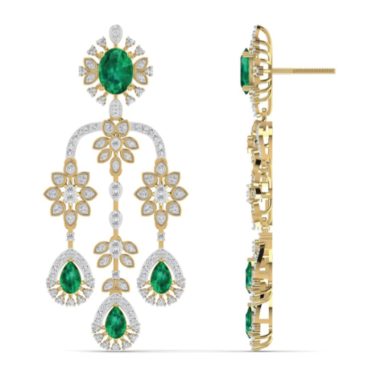 The Empress Emerald & Diamond Chandelier Earrings